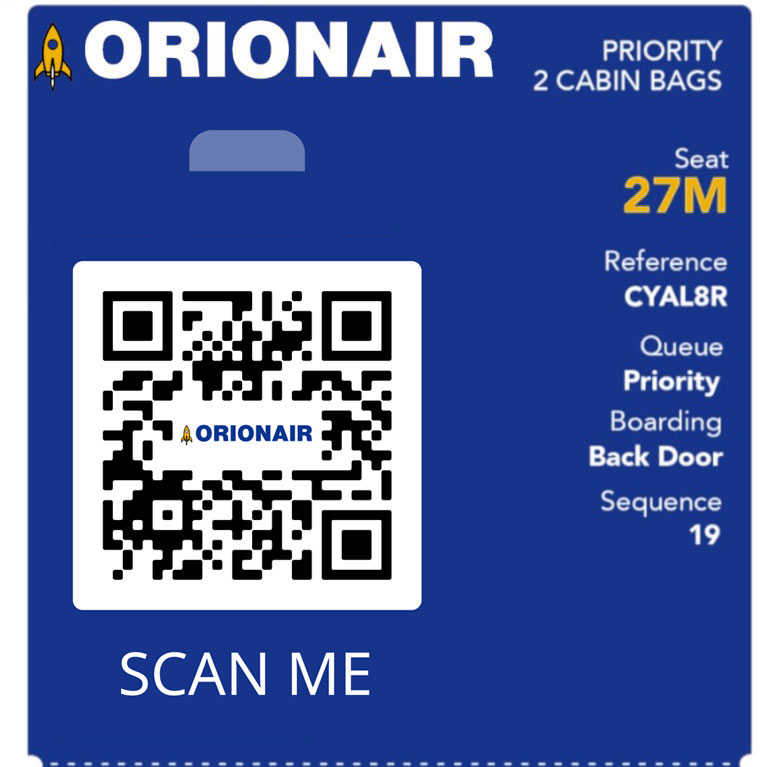 OrionAir Ticket QR Code